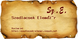 Szedlacsek Elemér névjegykártya
